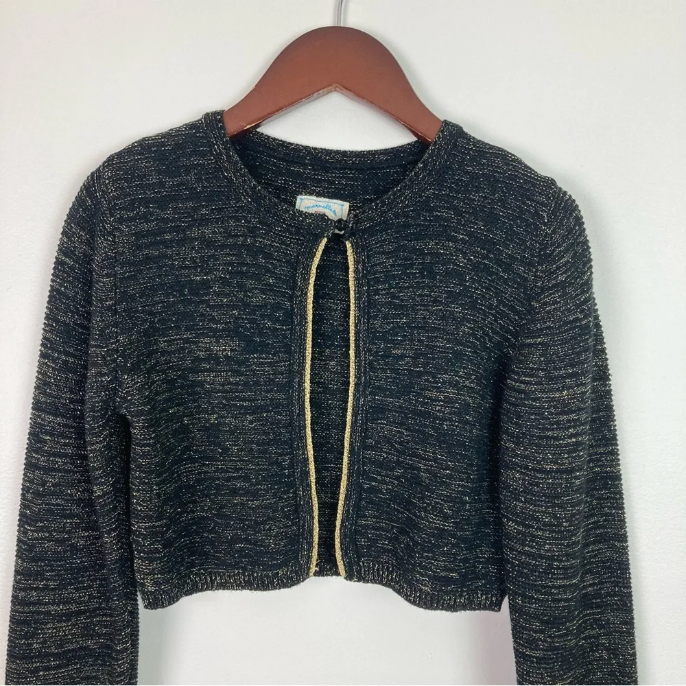 Marmellata Black Metallic Cropped Cardigan Girls 12